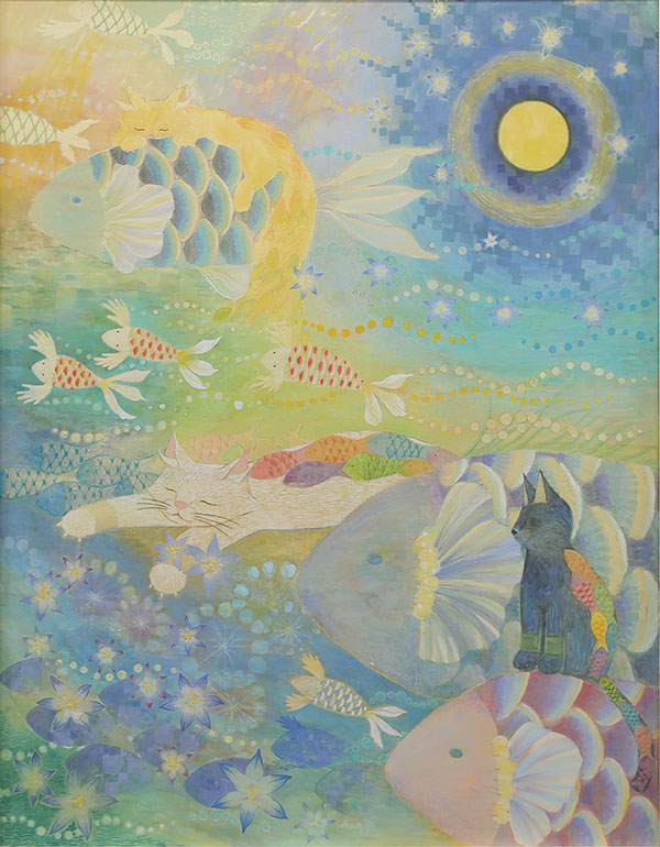 第72回 光陽展　会友　植田 圭子　（ｳｴﾀﾞ ｹｲｺ）　　猫ちゃんの夢の中　（日）　F50